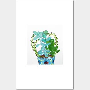 Indian Pot with Succulents Posters and Art